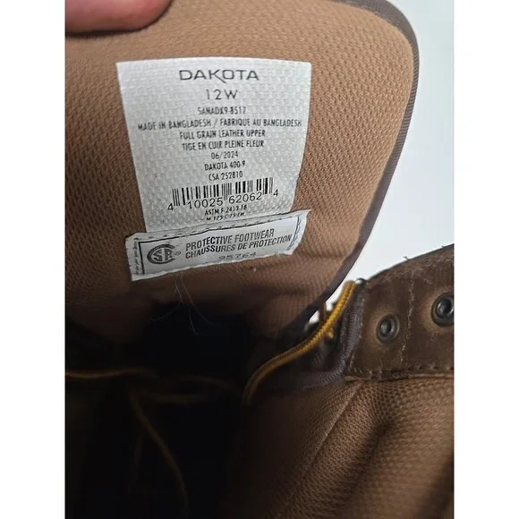 DAKOTA Men's 8517 Quad Comfort 8 Inch Steel Toe Composite Plate Work Boots 12W - Picture 4 of 7